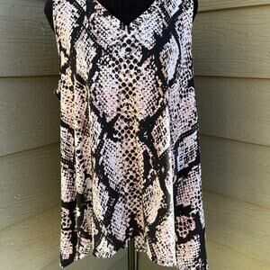 LulaRoe sleeveless flared top, reptile print, V-neck, women's size M